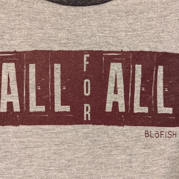 BloFish Raglan T-shirt w/ All 4 All Slogan, NEW, small - Picture 3 of 7